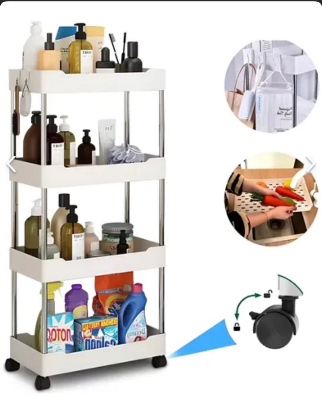 Carrito de almacenamiento de 4 niveles